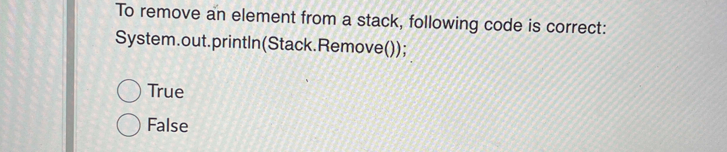 To remove an element from a stack, following code