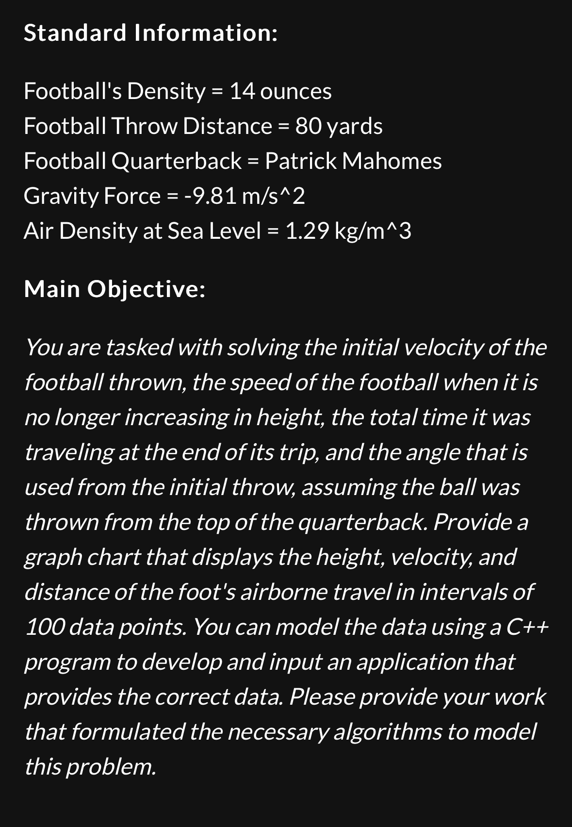 Standard Information: Football's Density = 1 4