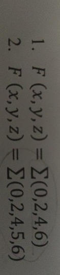 F ( x , y , z ) = ? ? ( 0 , 2 , 4 , 6 ) F ( x , y