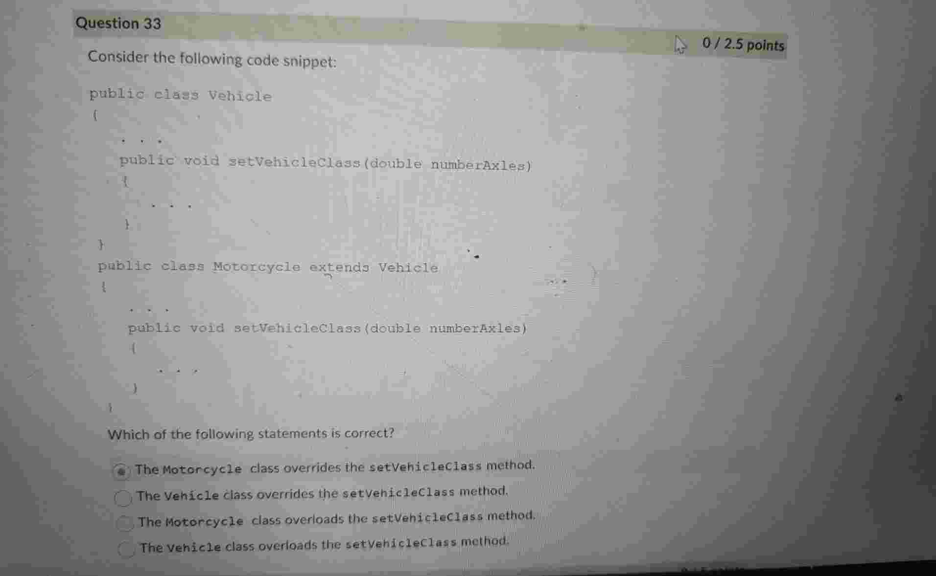 Question 3 3 Consider the following code snippet: