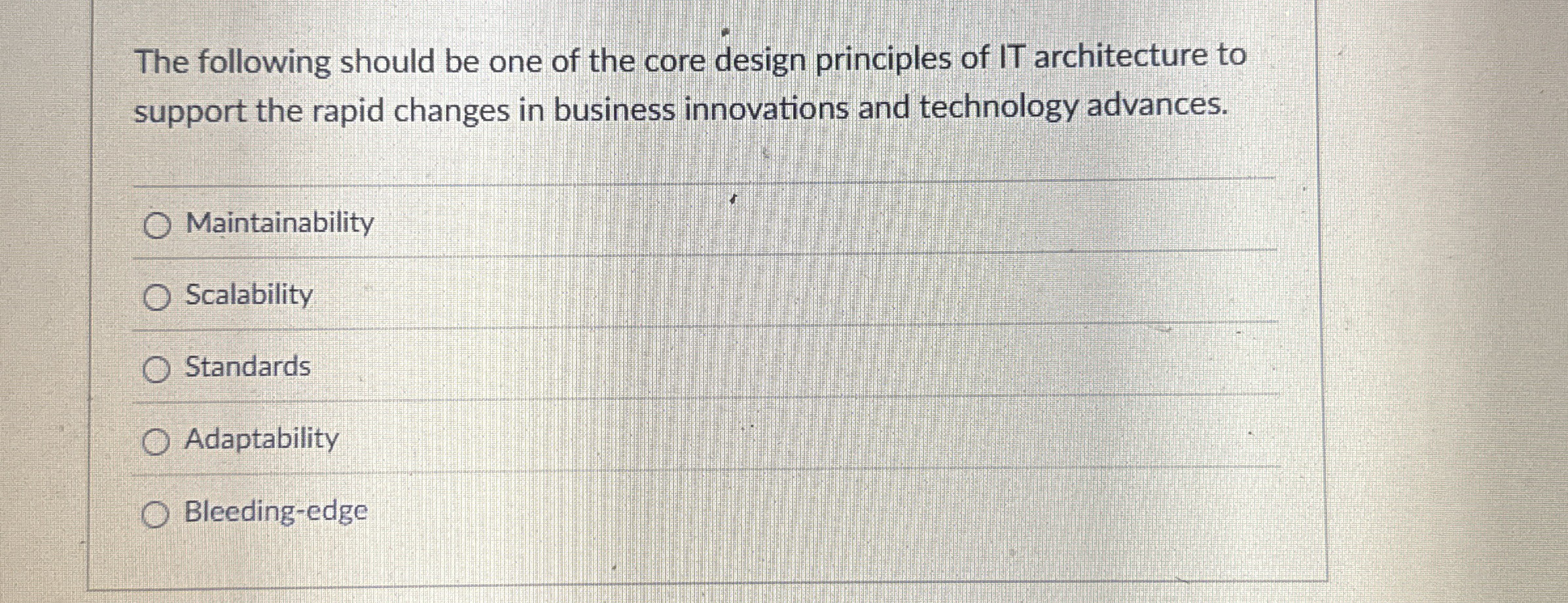 The following should be one of the core design