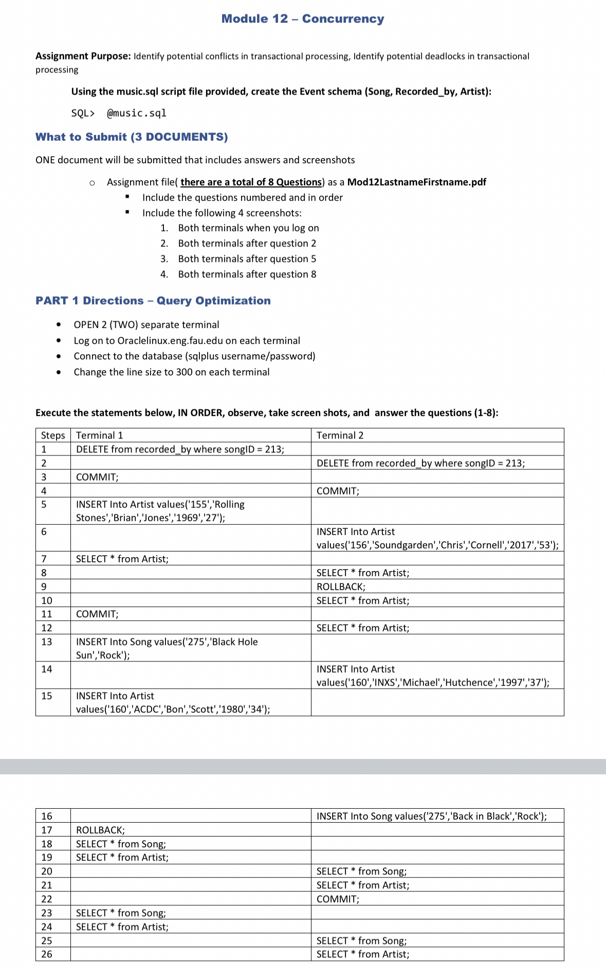 Module 1 2 - Concurrency Assignment Purpose: