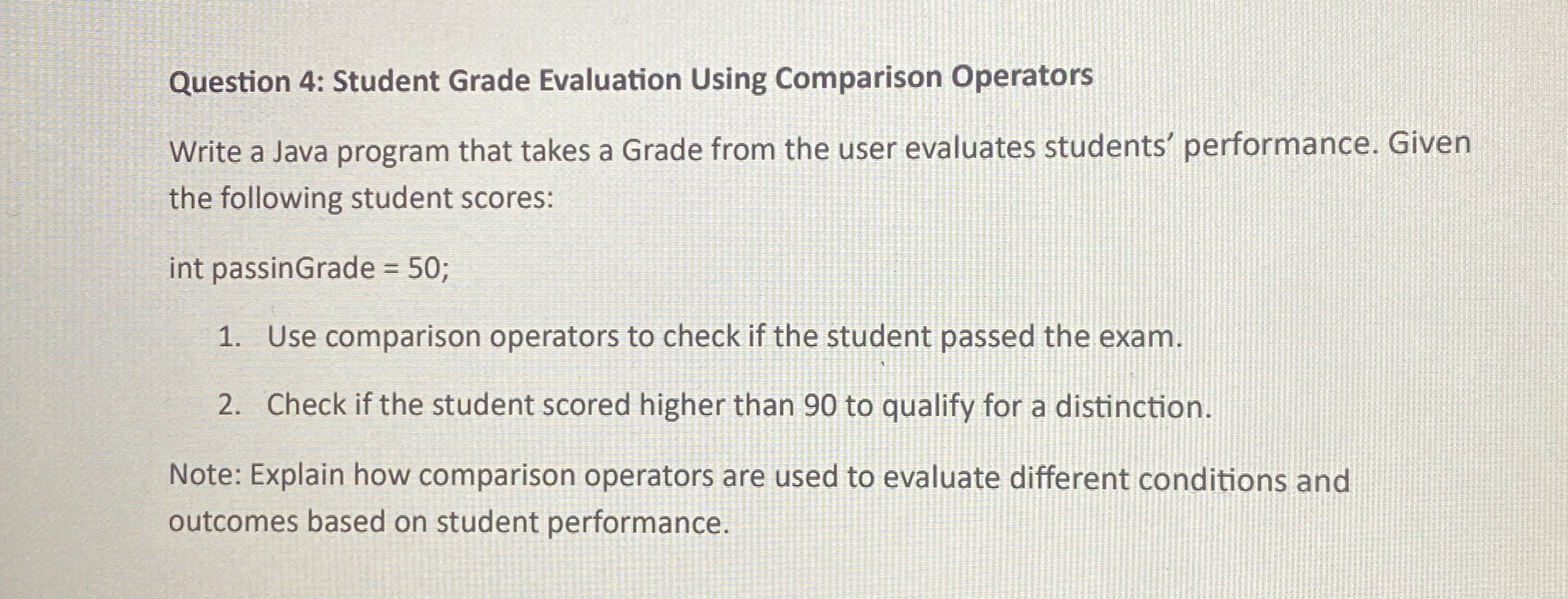 Question 4 : Student Grade Evaluation Using