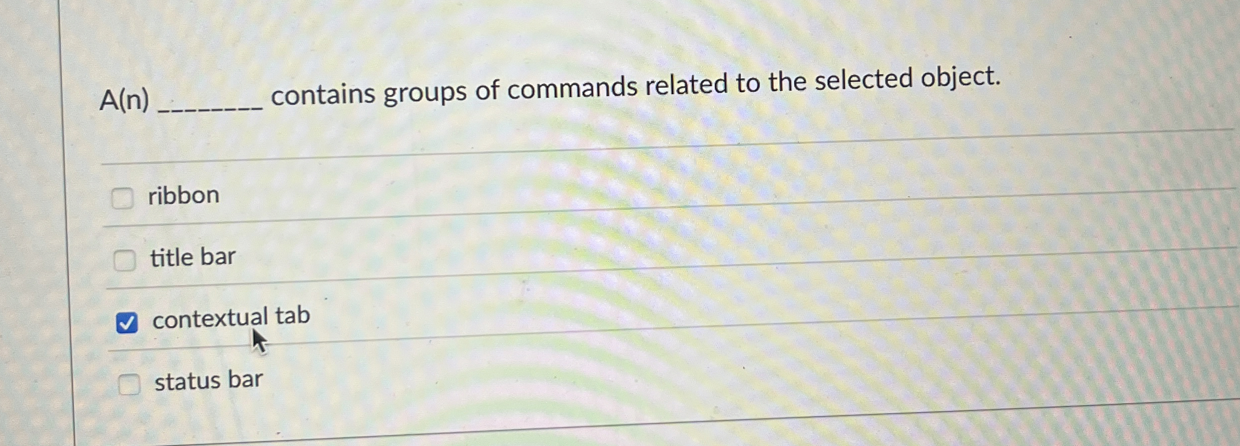 A ( n ) contains groups of commands related to