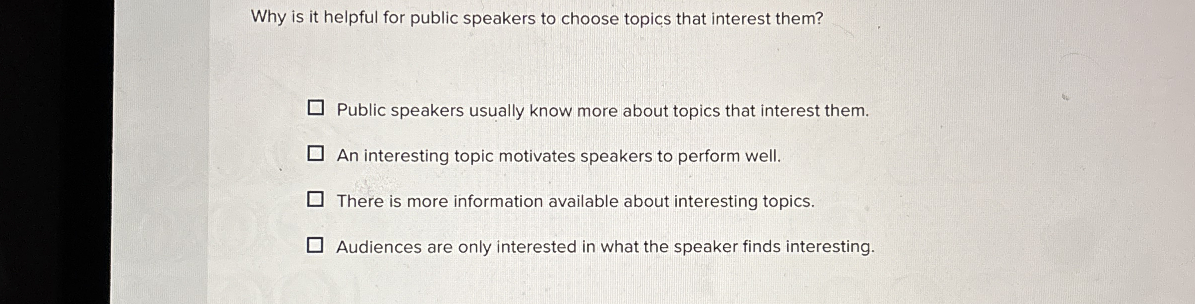Why is it helpful for public speakers to choose