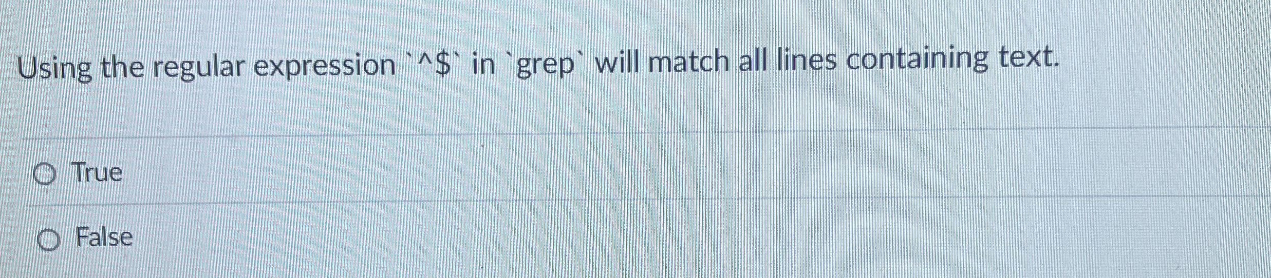 Using the regular expression grep ` will match