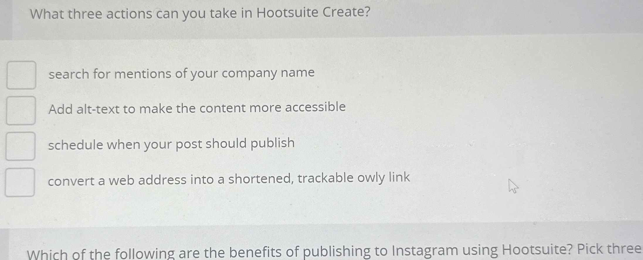 What three actions can you take in Hootsuite