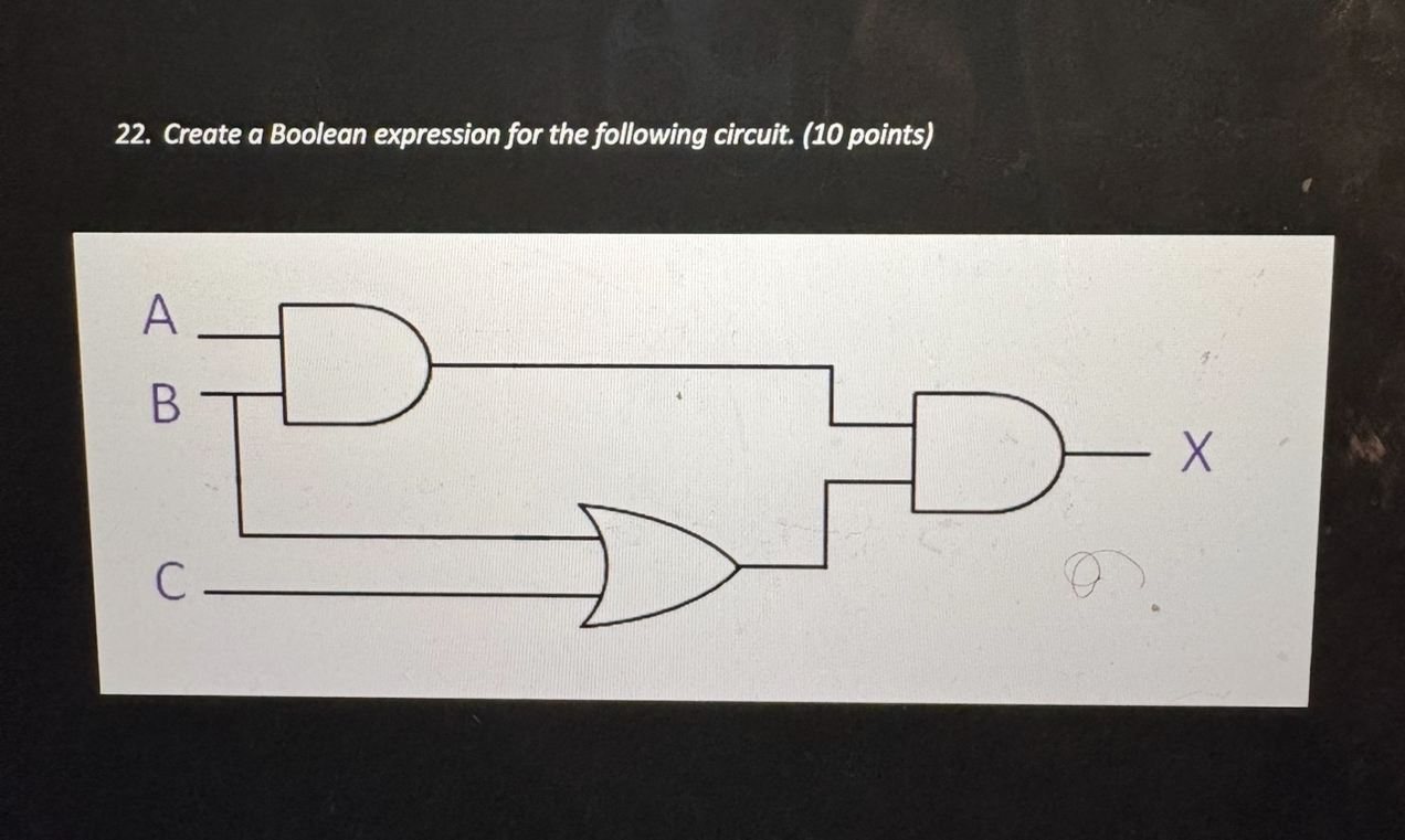 Create a Boolean expression for the following