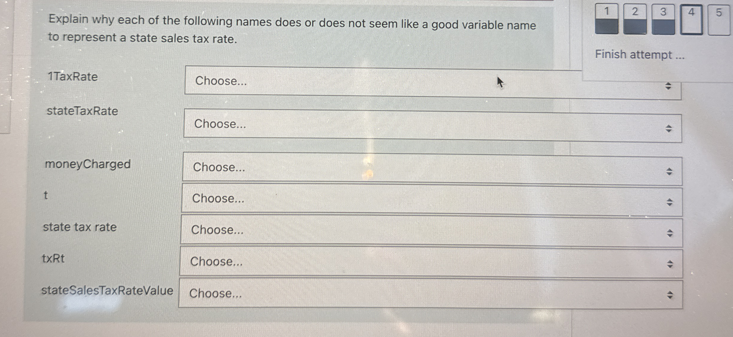 Explain why each of the following names does or