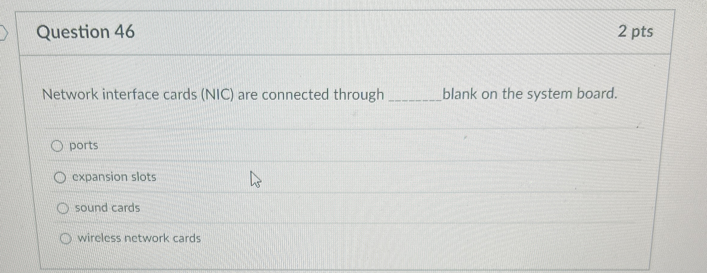 Question 4 6 Network interface cards ( NIC ) are
