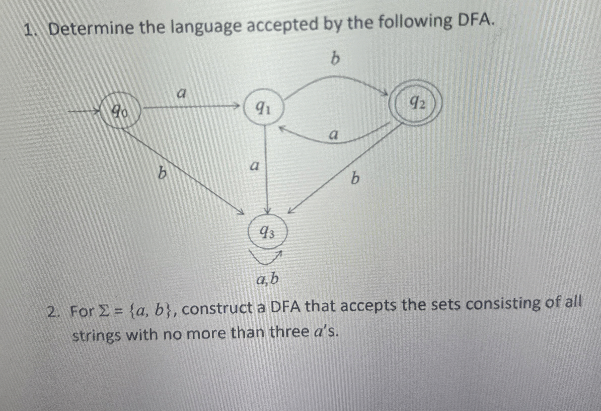Determine the language accepted by the following