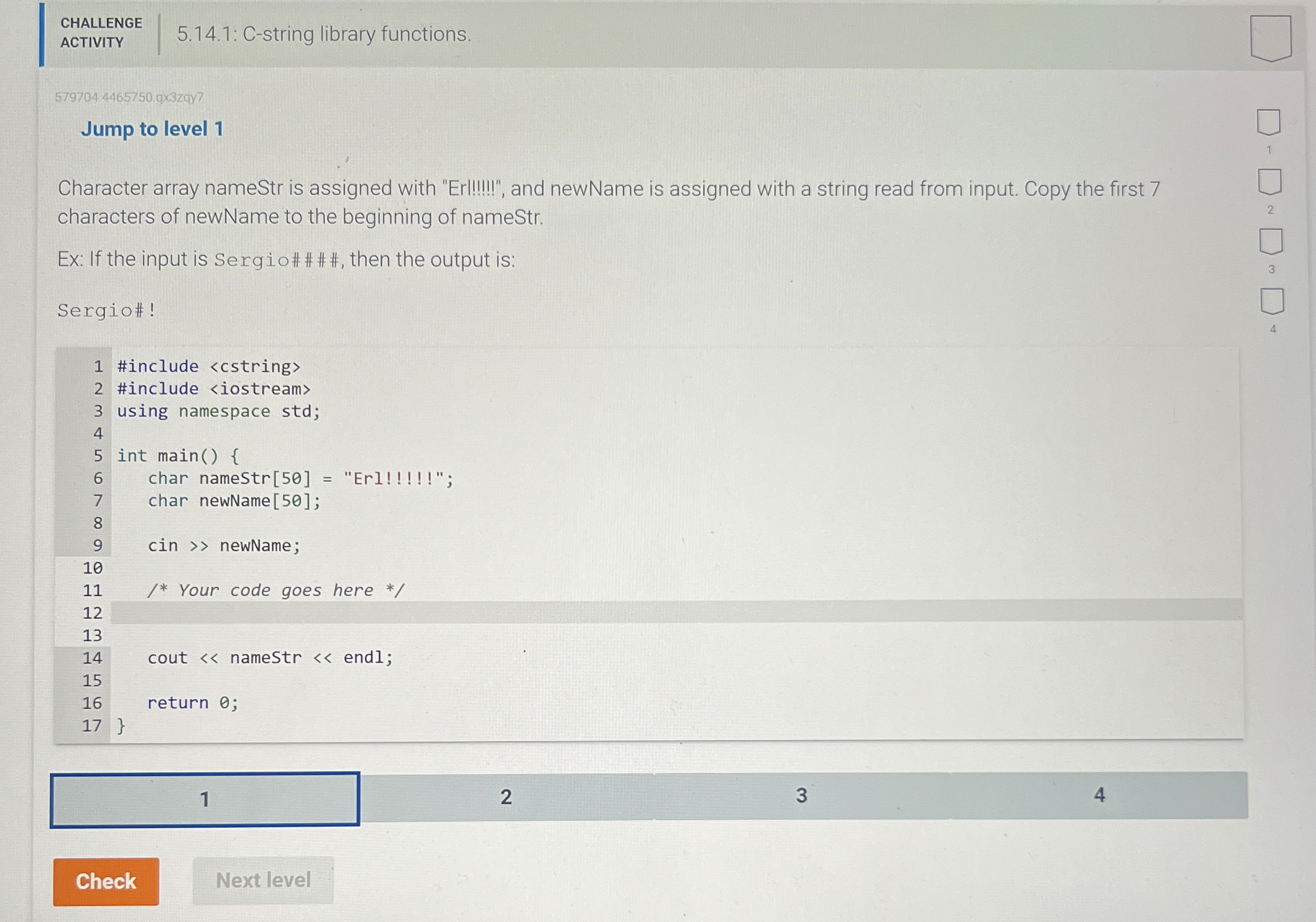 CHALLENGE ACTIVITY 5 . 1 4 . 1 : C - string