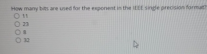 How many bits are used for the exponent in the
