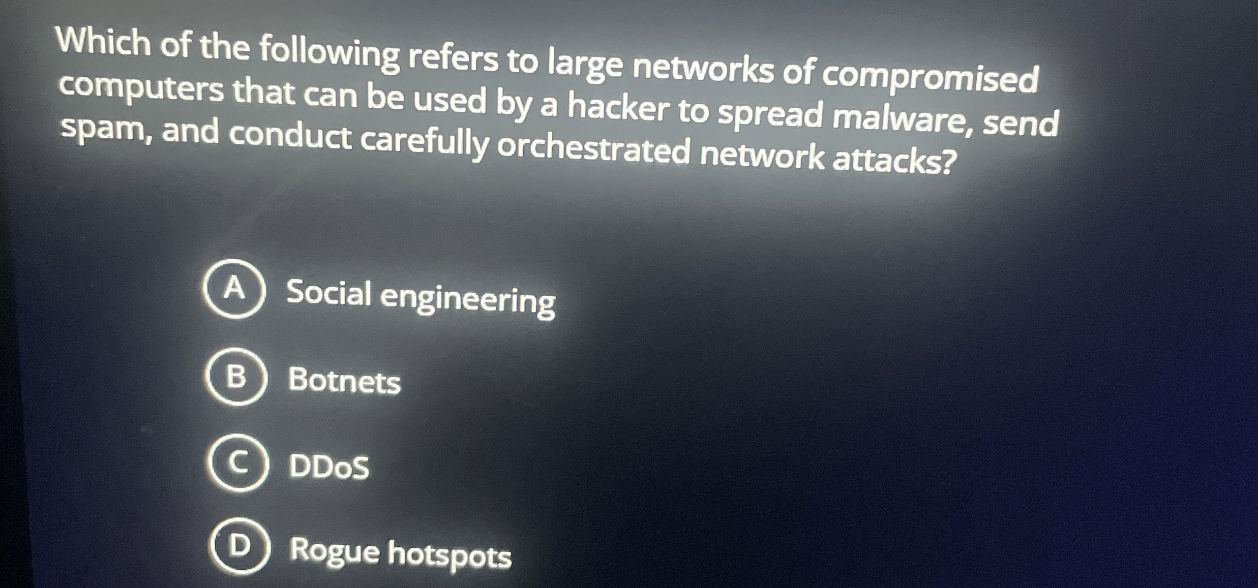 Which of the following refers to large networks