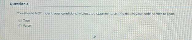 Question 4 You should NOT indent your