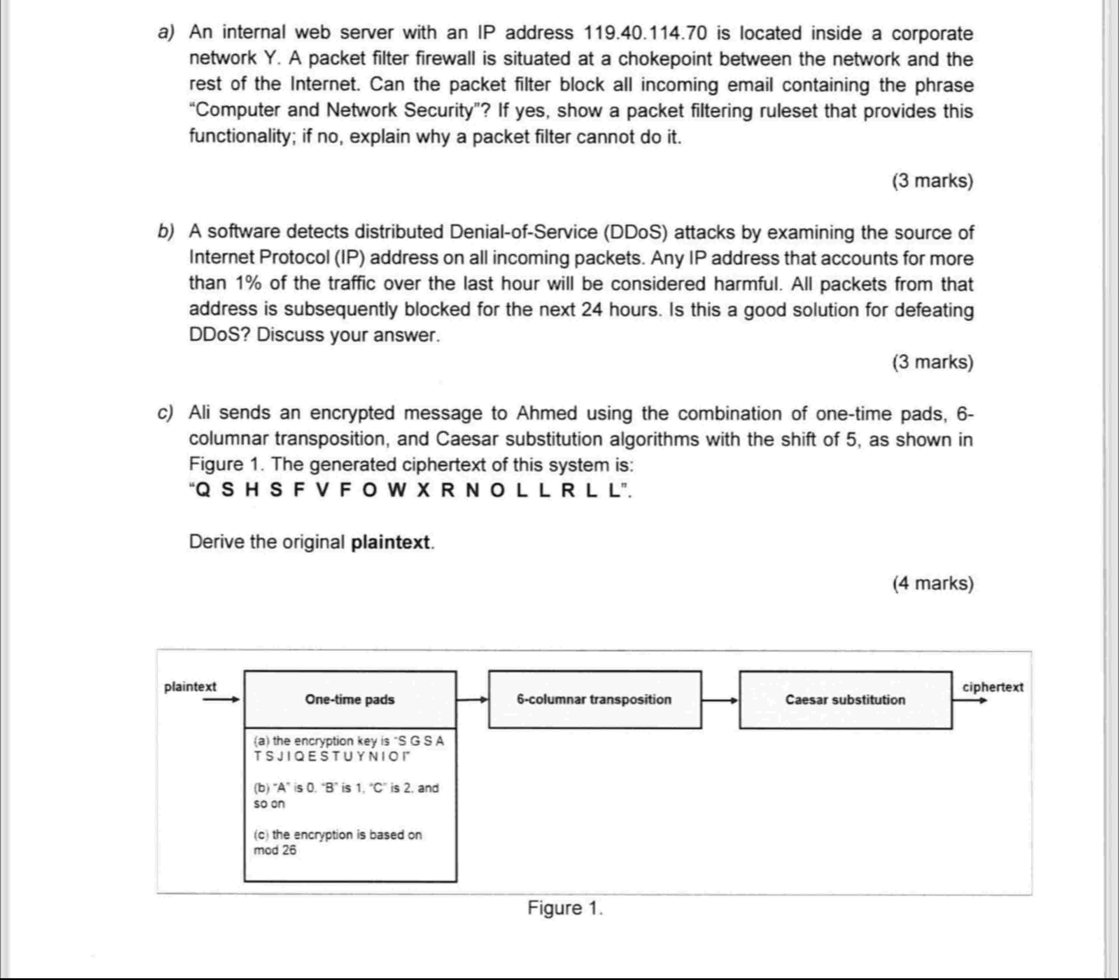 a ) An internal web server with an IP address 1 1