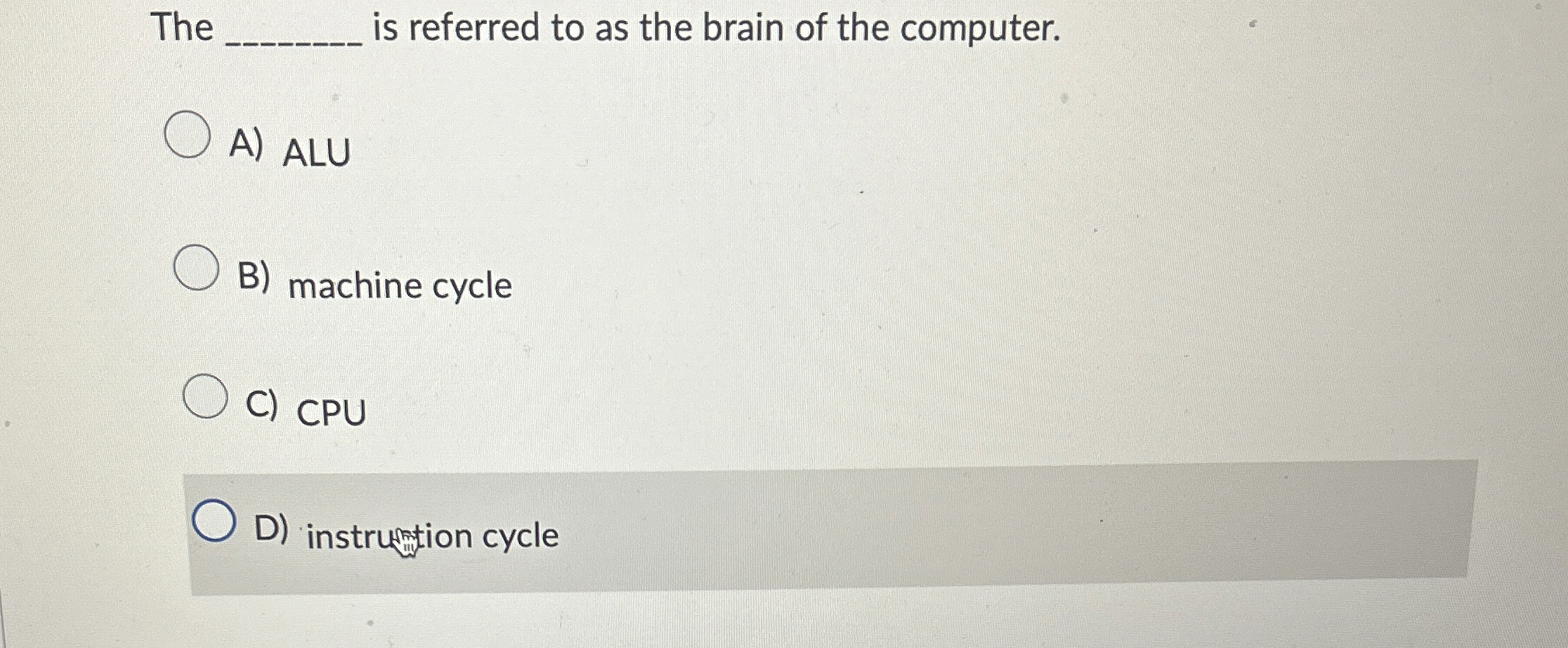 The is referred to as the brain of the computer.