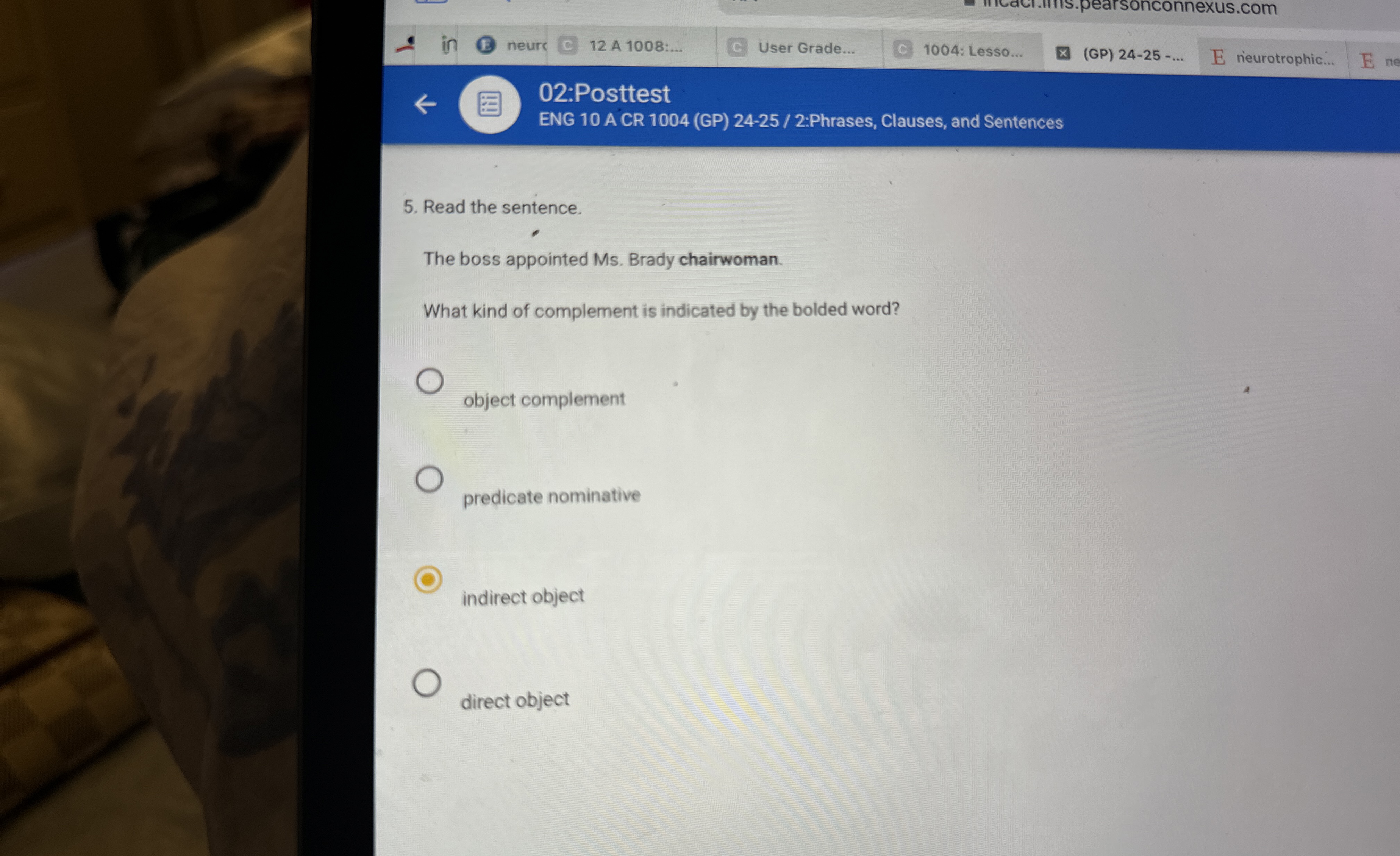 Read the sentence. The boss appointed Ms . Brady