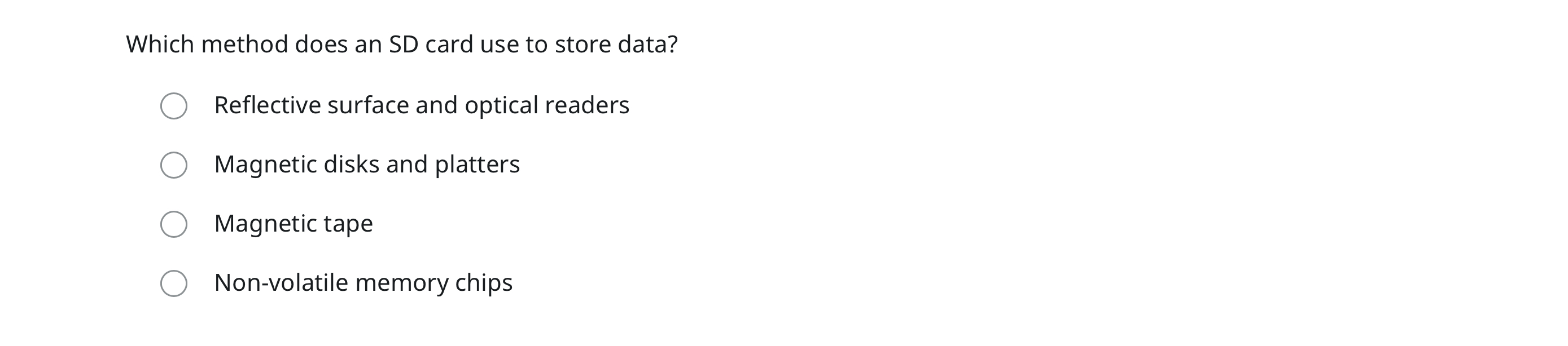 Which method does an SD card use to store data?