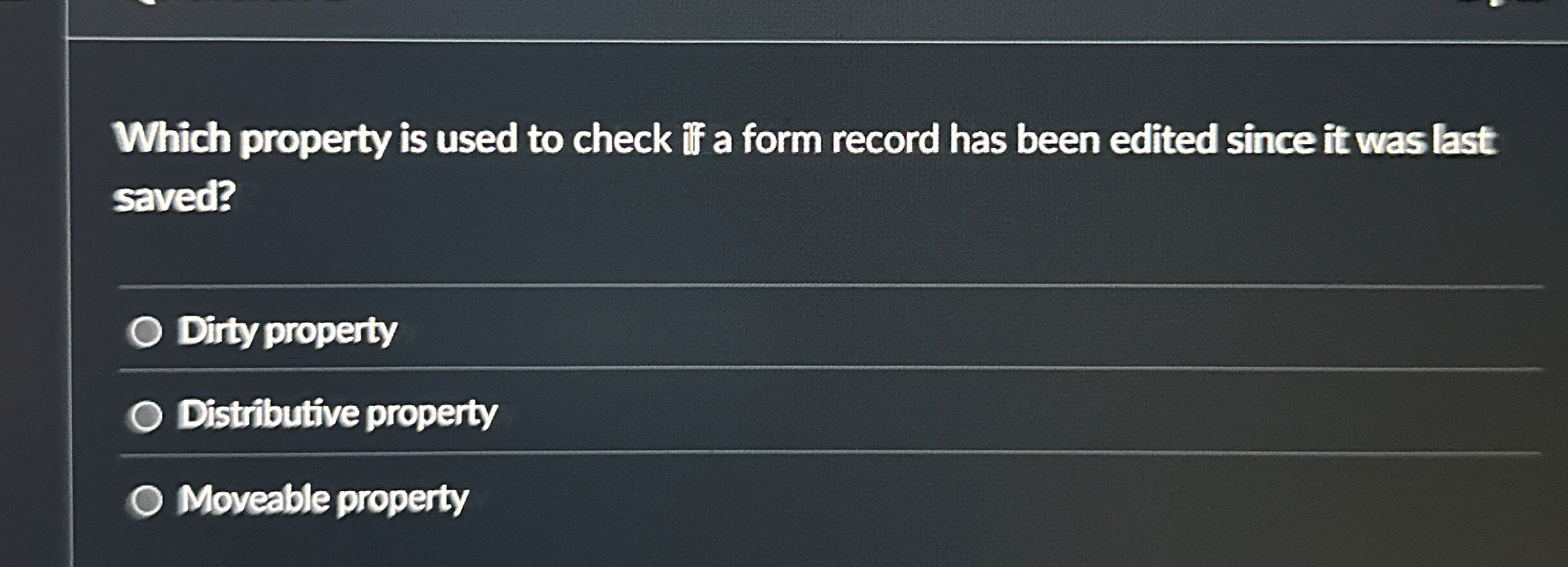 Which property is used to check iff a form record
