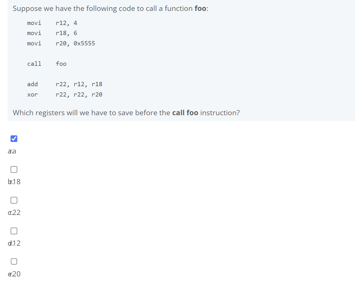 Suppose we have the following code to call a