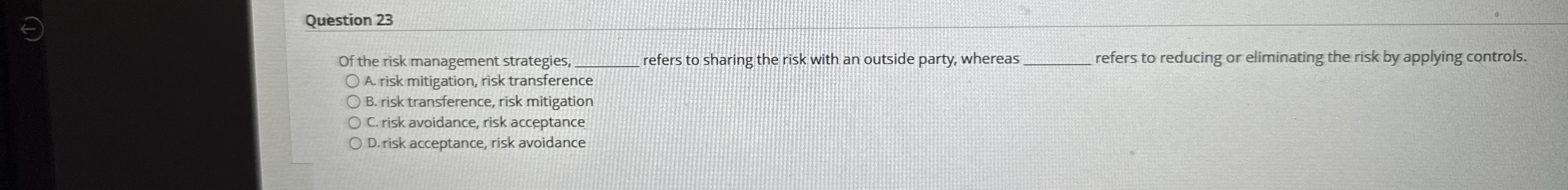 Question 2 3 Of the risk management strategies, q