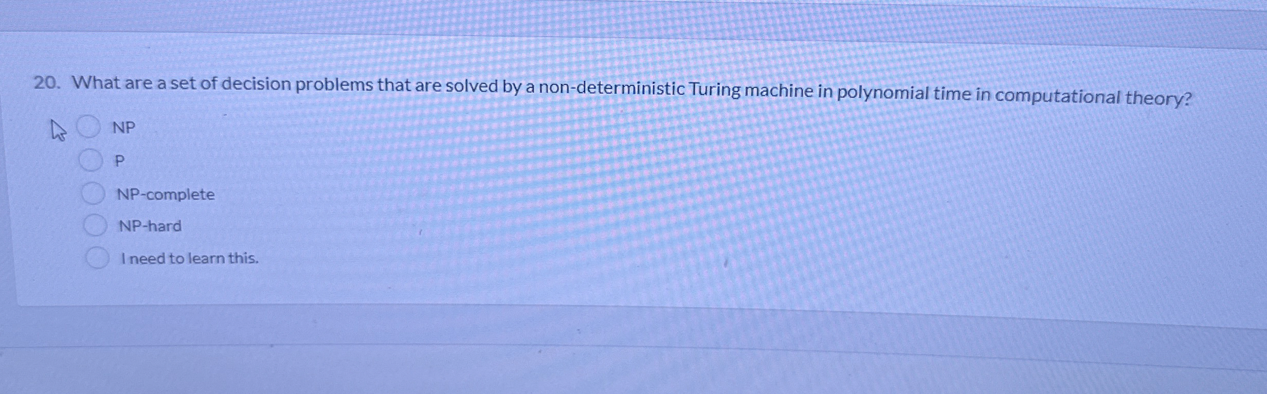 What are a set of decision problems that are