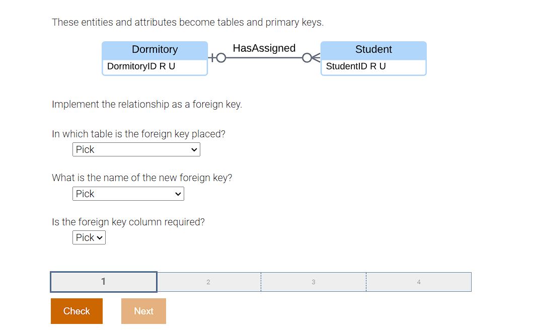 These entities and attributes become tables and