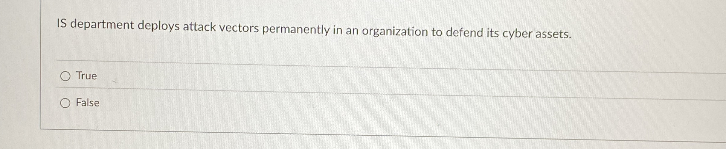 IS department deploys attack vectors permanently
