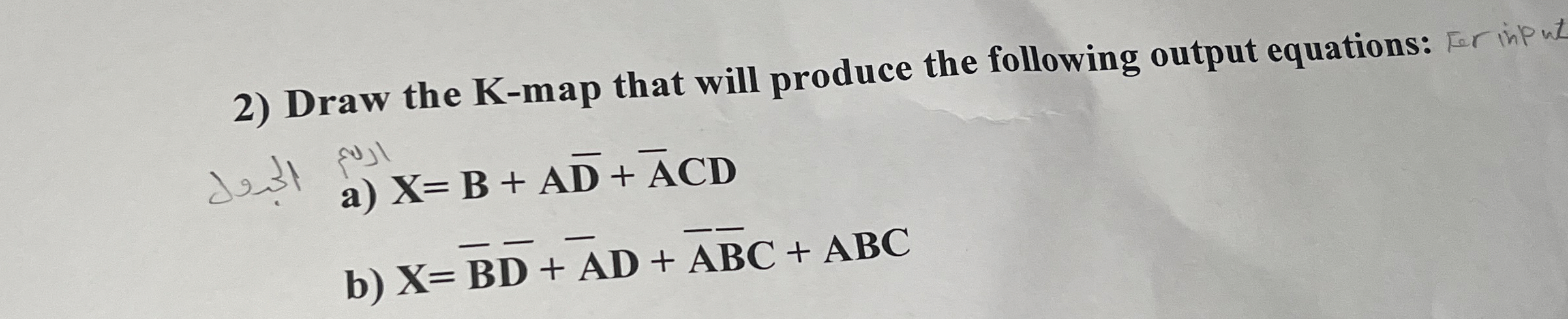 Draw the K - map that will produce the following