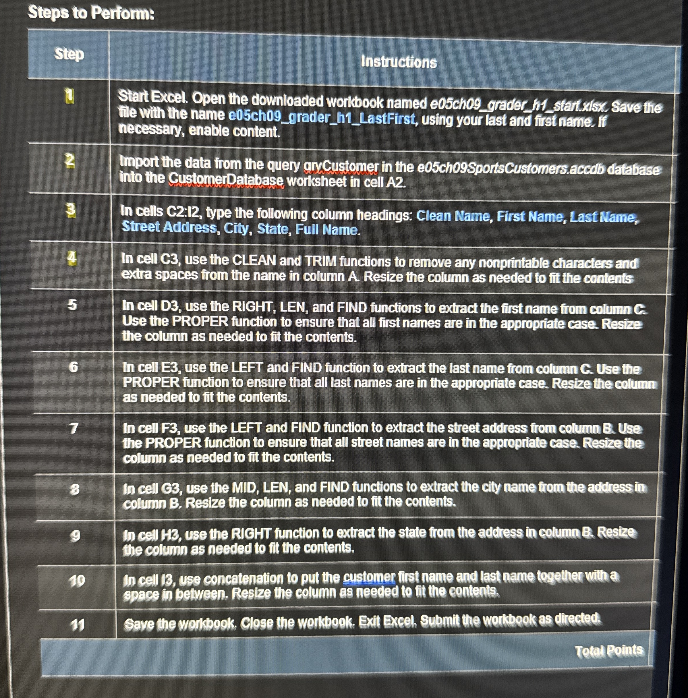 I ONLY NEED # 5 ! In cell D 3 , use the RIGHT ,