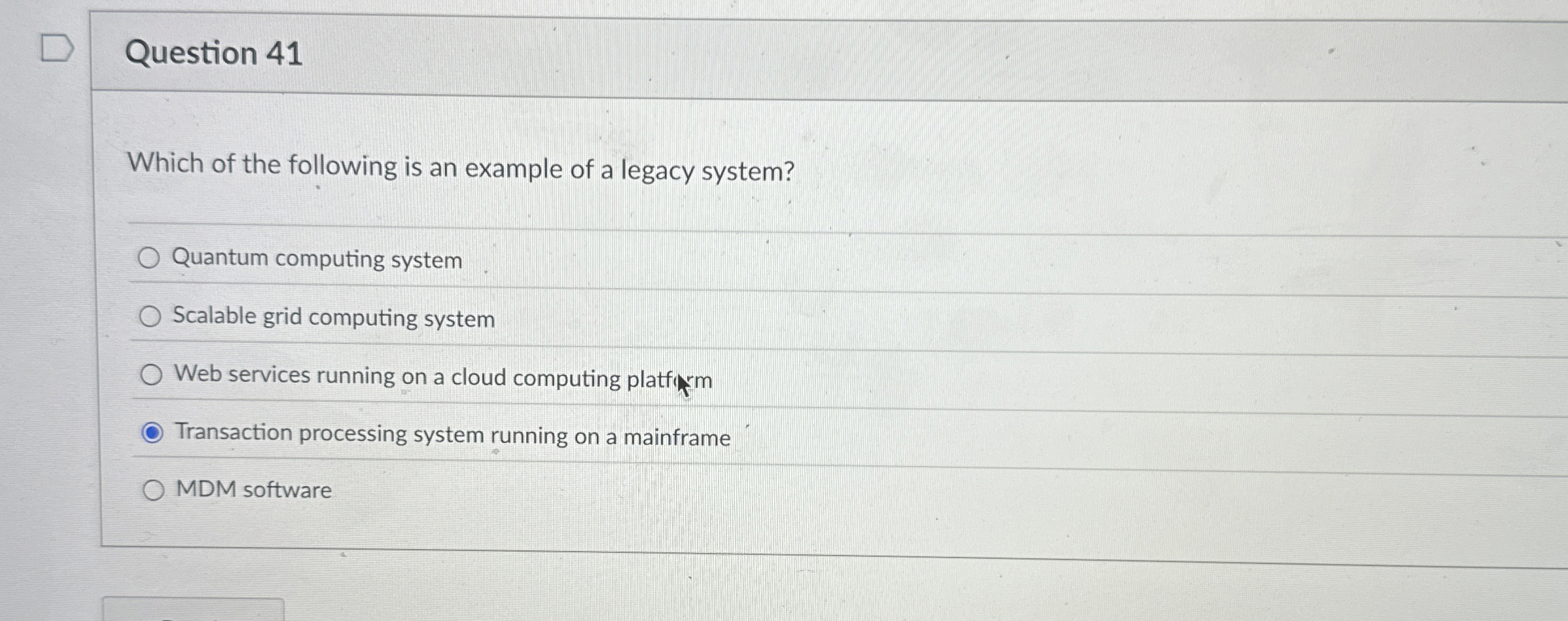 Question 4 1 Which of the following is an example