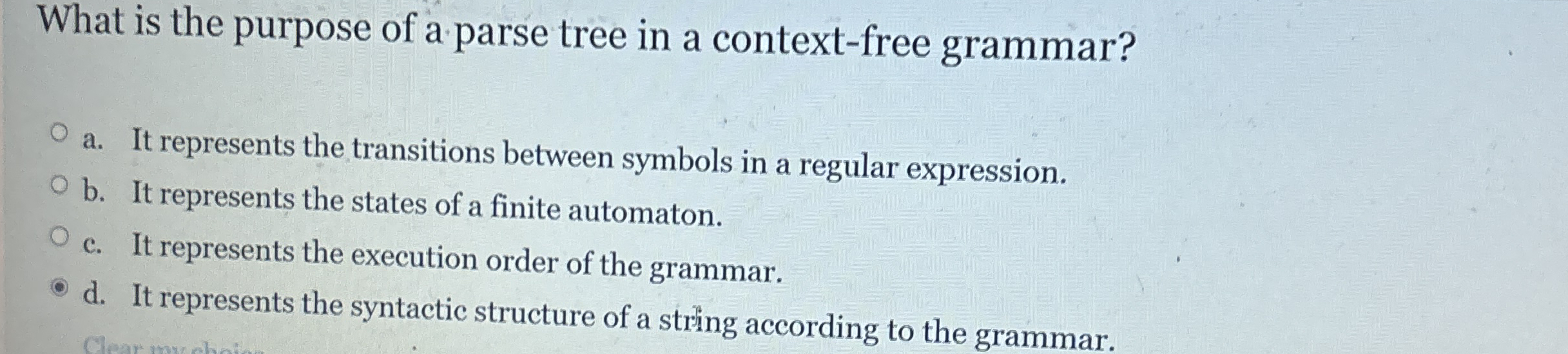 What is the purpose of a parse tree in a context