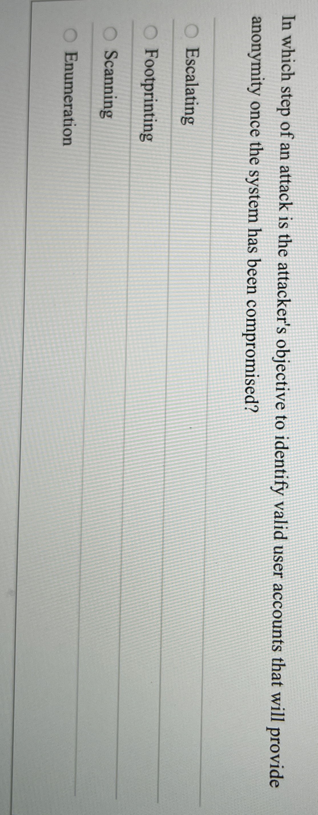 In which step of an attack is the attacker's