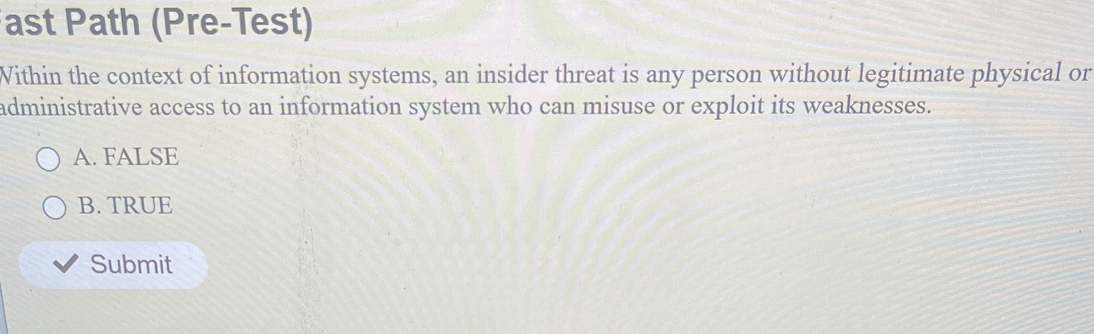 ast Path ( Pre - Test ) Nithin the context of