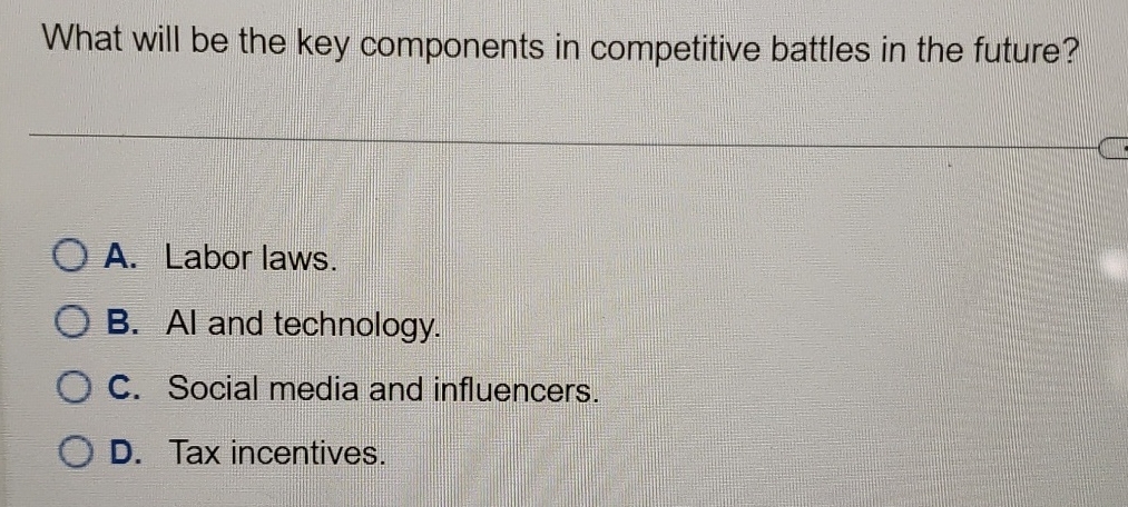 What will be the key components in competitive