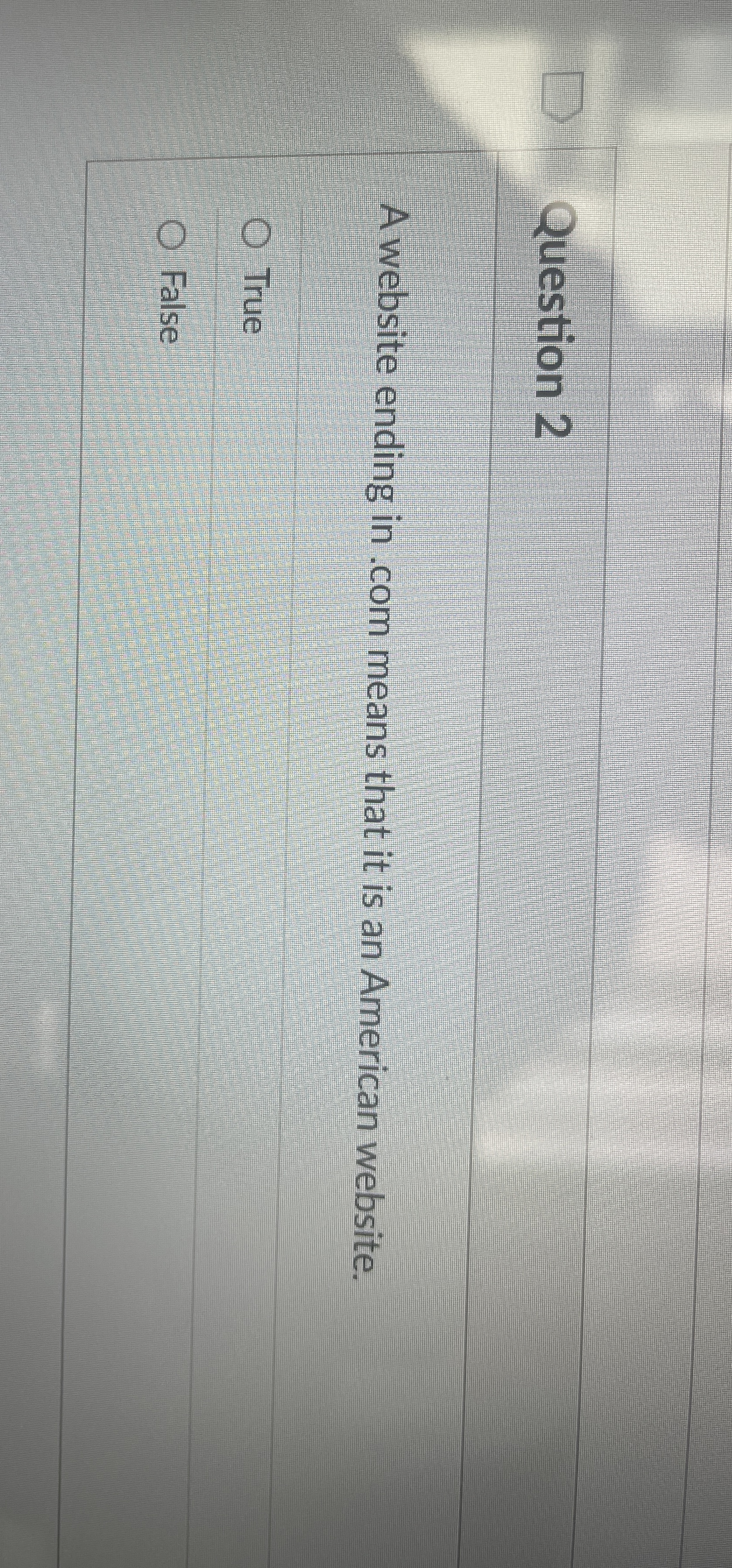 Question 2 A website ending in . com means that