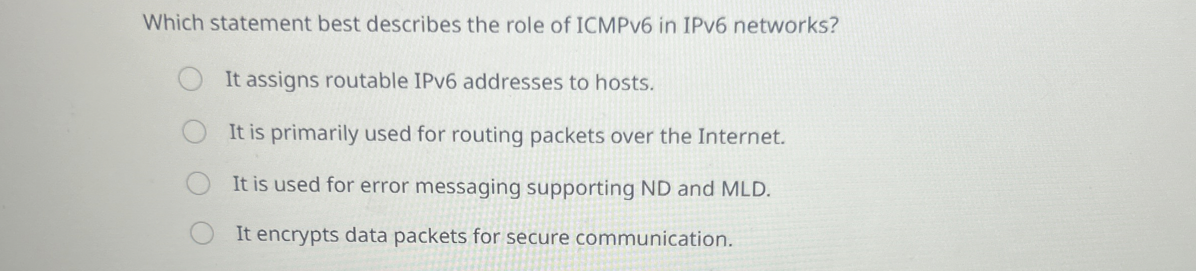 Which statement best describes the role of ICMPv