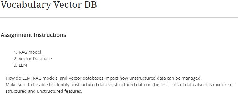 Assignment Instructions 1 . RAG model 2 . Vector