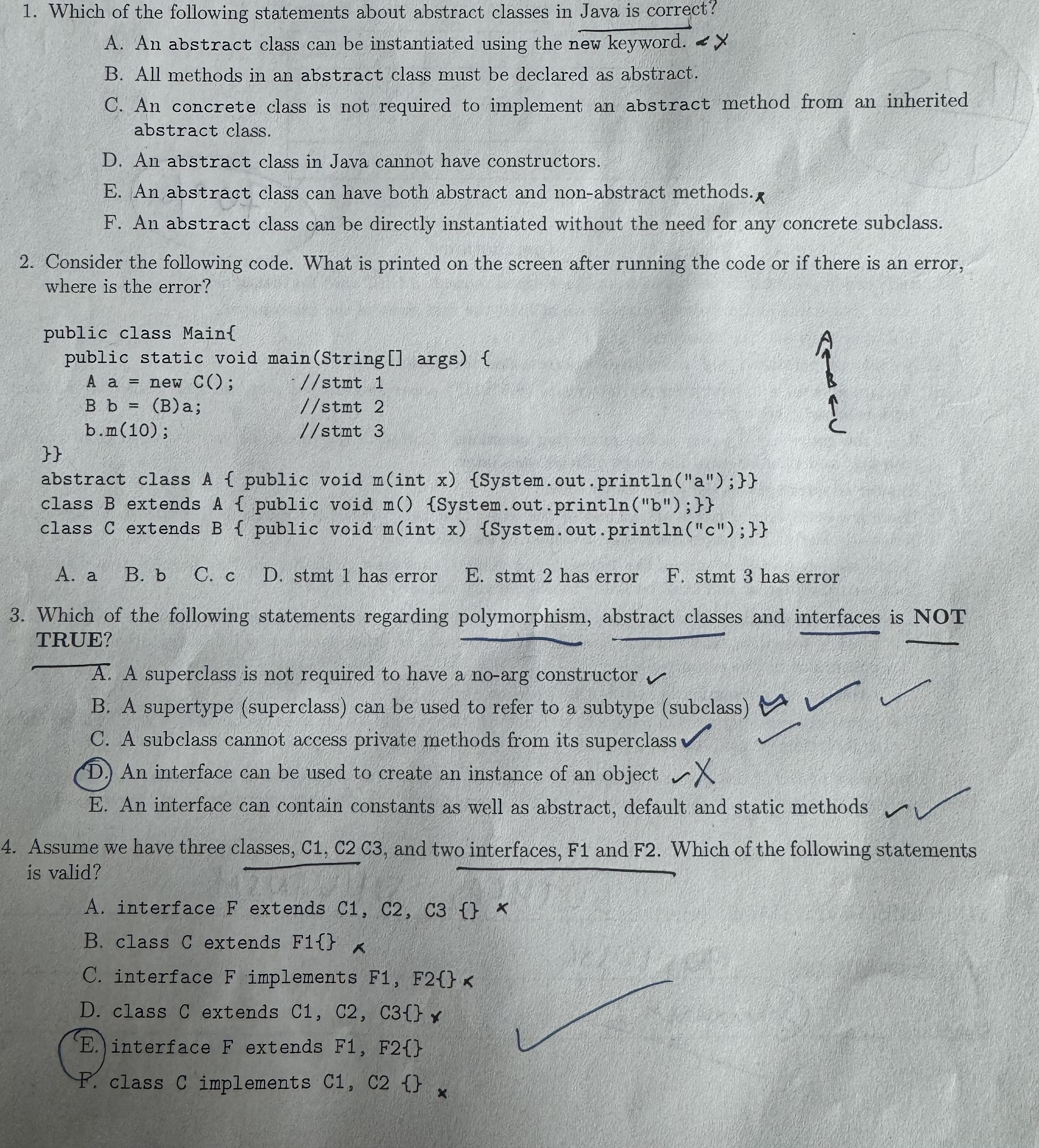 Which of the following statements about abstract