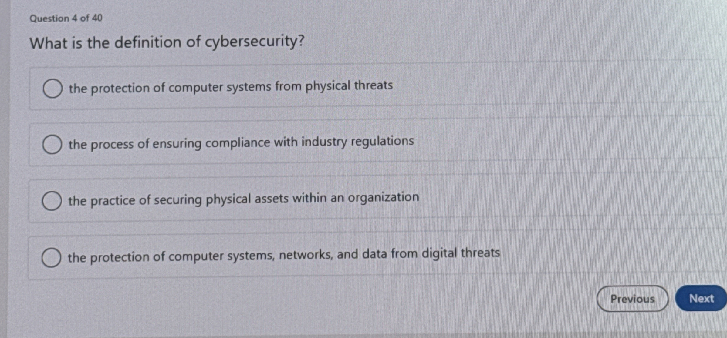 Question 4 of 4 0 What is the definition of