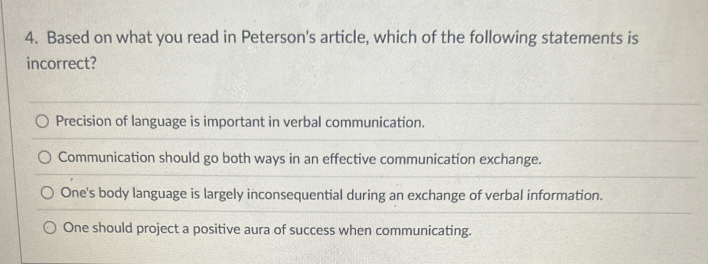 Based on what you read in Peterson's article,