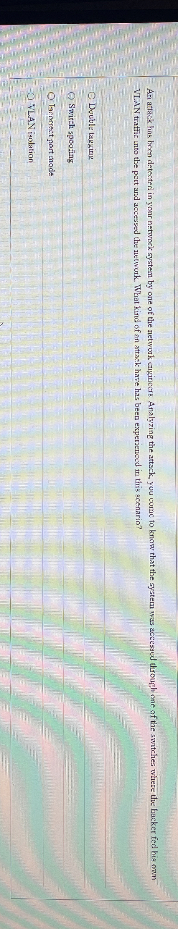VLAN traffic into the port and accessed the