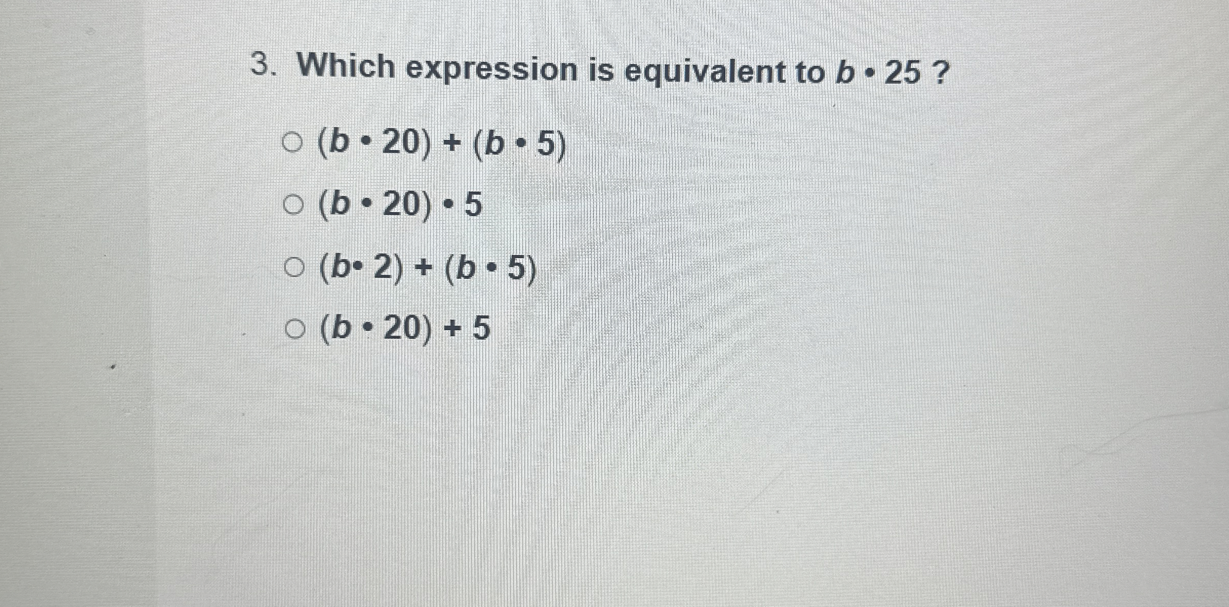 Which expression is equivalent to b * 2 5 ? ( b *