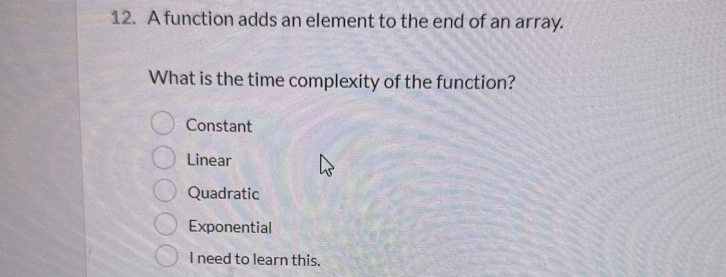 A function adds an element to the end of an