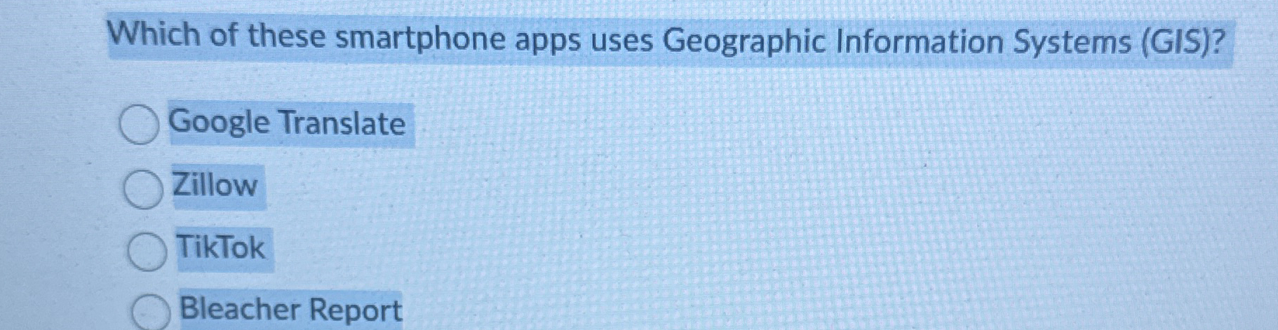 Which of these smartphone apps uses Geographic