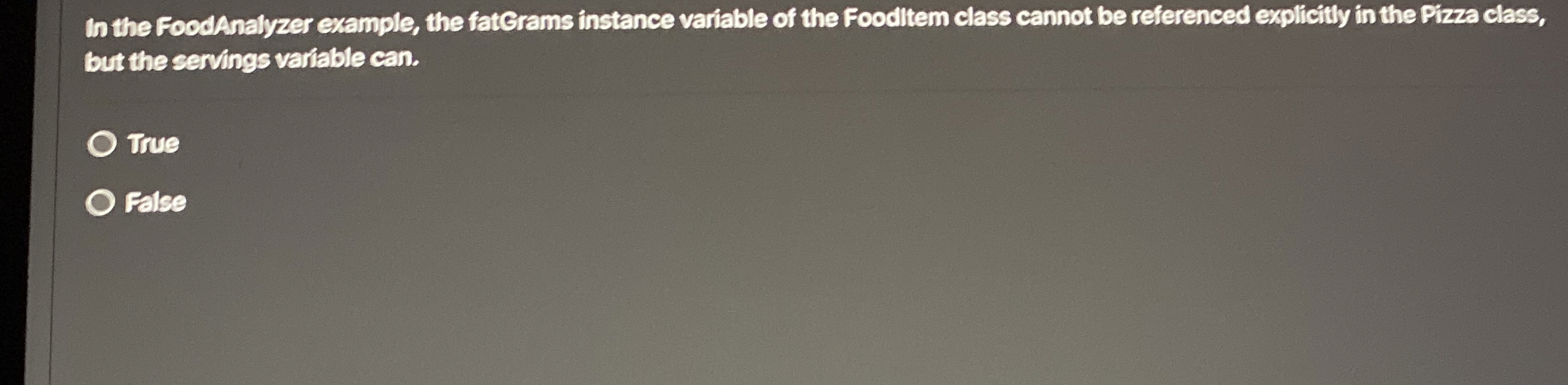 In the FoodAnalyzer example, the fatGrams