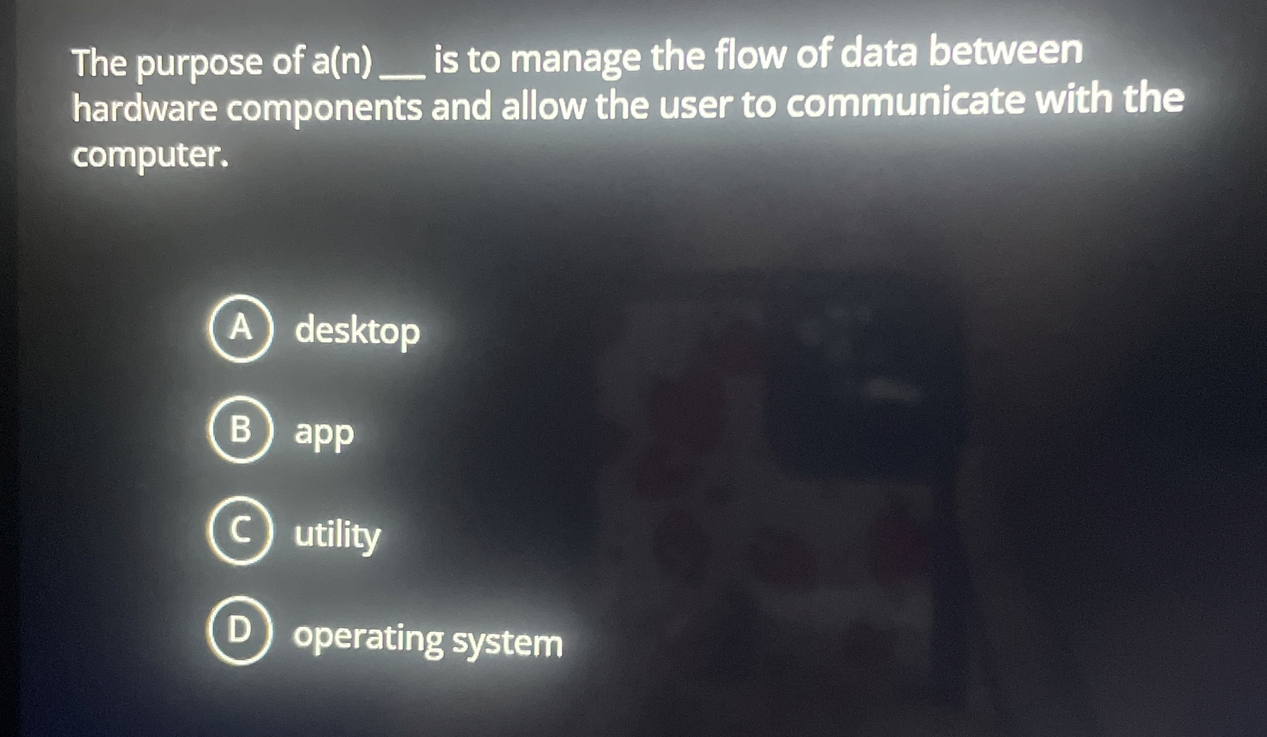 The purpose of a ( n ) is to manage the flow of