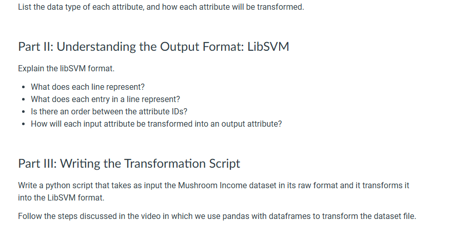 List the data type of each attribute, and how
