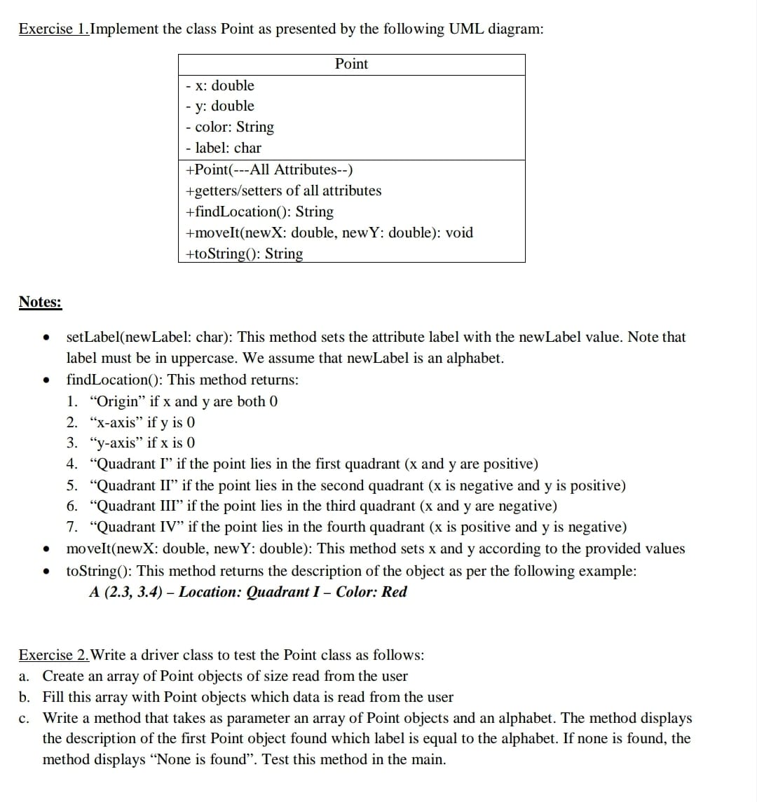 java please solve exercise 1 and 2 dont use any
